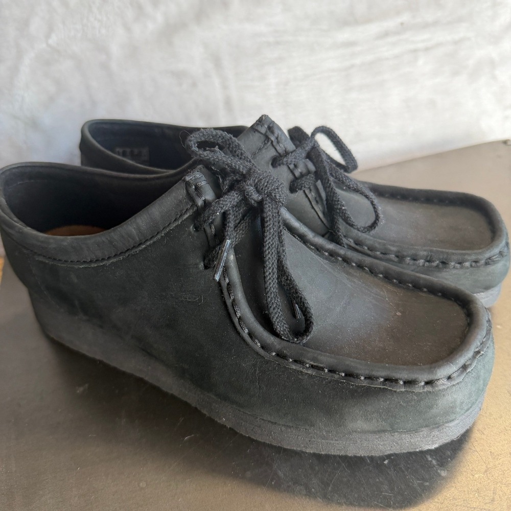 Clarks Women's Padmora Oxford Black‎ Suede Lace Up Comfort Womens size 8 1/2